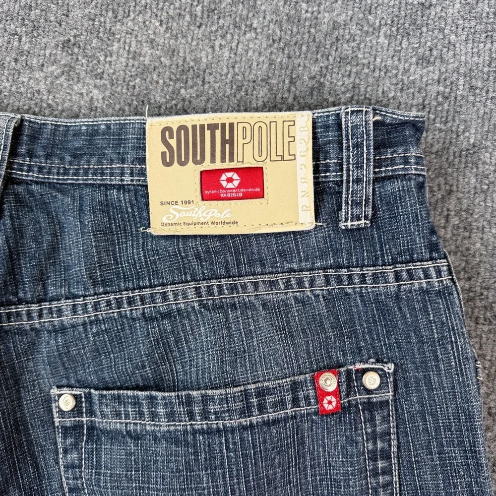 Vintage Southpole Jeans Shorts Mens 36 Blue Denim Jorts Red Tab Baggy Grunge Y2K